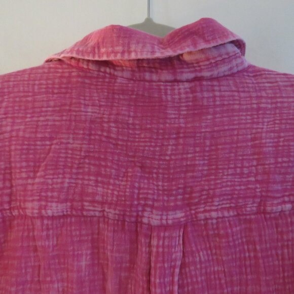KITTENISH X FLAG & ANTHEM Morgan Boyfriend Shirt in Fuchsia Pink Casual Size XL - Picture 13 of 14